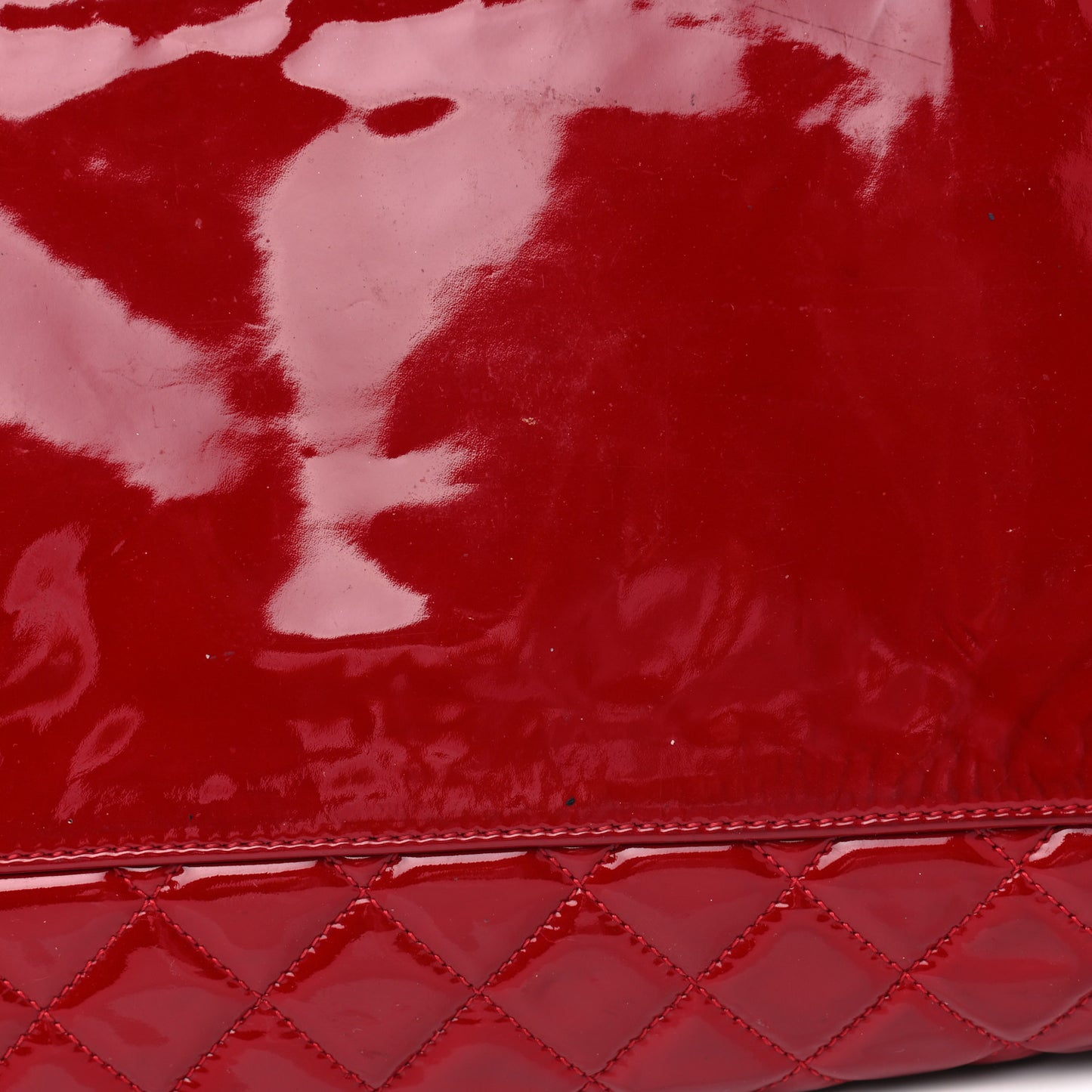 Patent Quilted Large Just Mademoiselle Bowling Bag Red