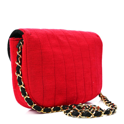 Chanel Jersey Vertical Quilted Half Moon Chain Flap Red 3 of 11