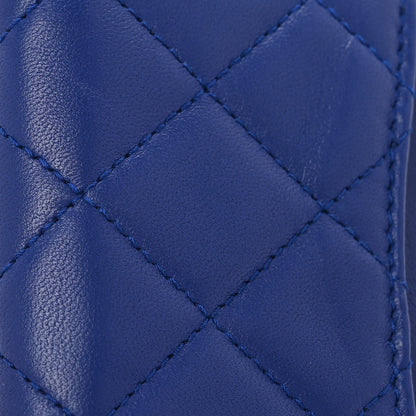 Chanel Lambskin Quilted Zip Around Coin Purse Wallet Blue 9 of 11