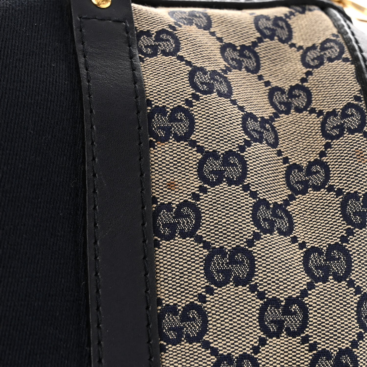 Gucci Monogram Selleria Calfskin Vintage Web Medium Boston Beige Blue 11 of 12