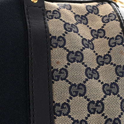 Gucci Monogram Selleria Calfskin Vintage Web Medium Boston Beige Blue 11 of 12