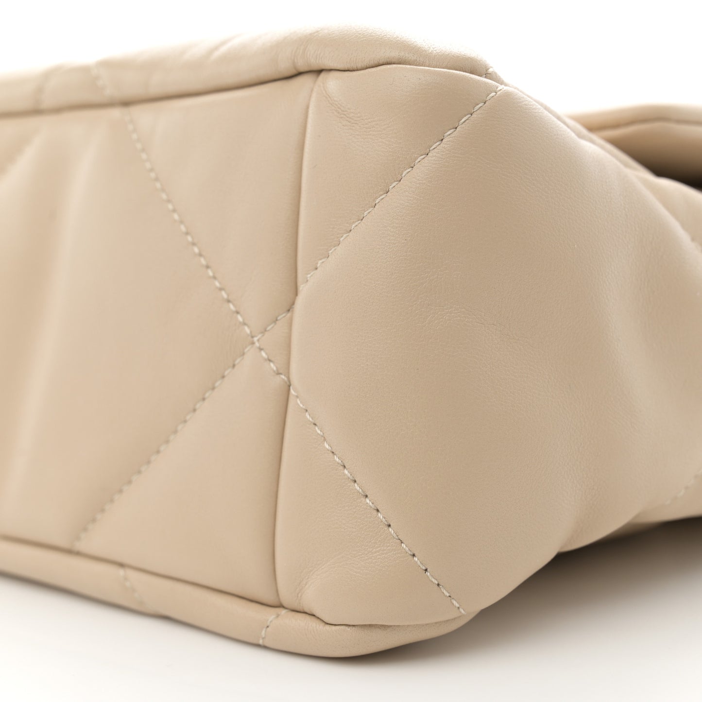 Lambskin Quilted Large Chanel 19 Flap Beige