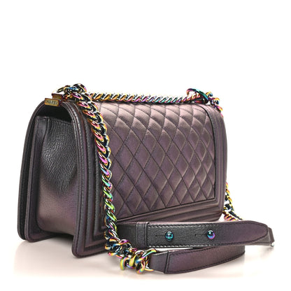 Chanel Iridescent Goatskin Quilted Medium Boy Flap Purple 3 of 10