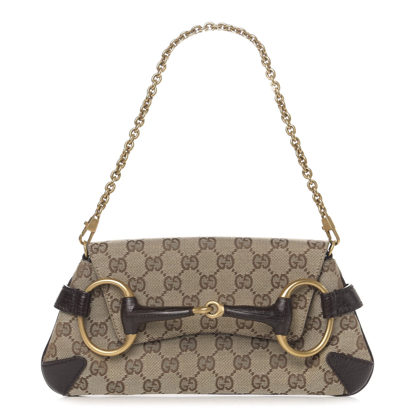 Monogram Horsebit Clutch Dark Brown
