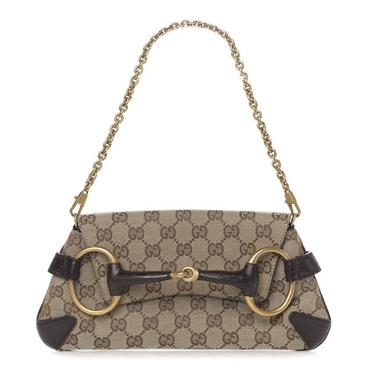 Gucci Monogram Horsebit Clutch Dark Brown 1 of 10