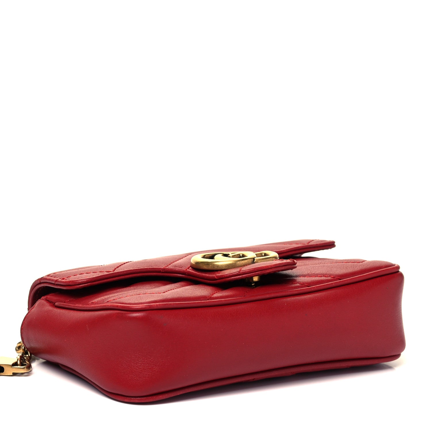 Gucci Calfskin Matelasse Super Mini GG Marmont Shoulder Bag Hibiscus Red 4 of 15