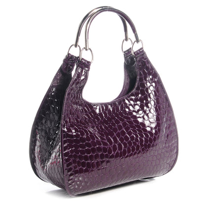 Christian Dior Patent Crocodile Embossed 61 Tote Purple 3 of 9