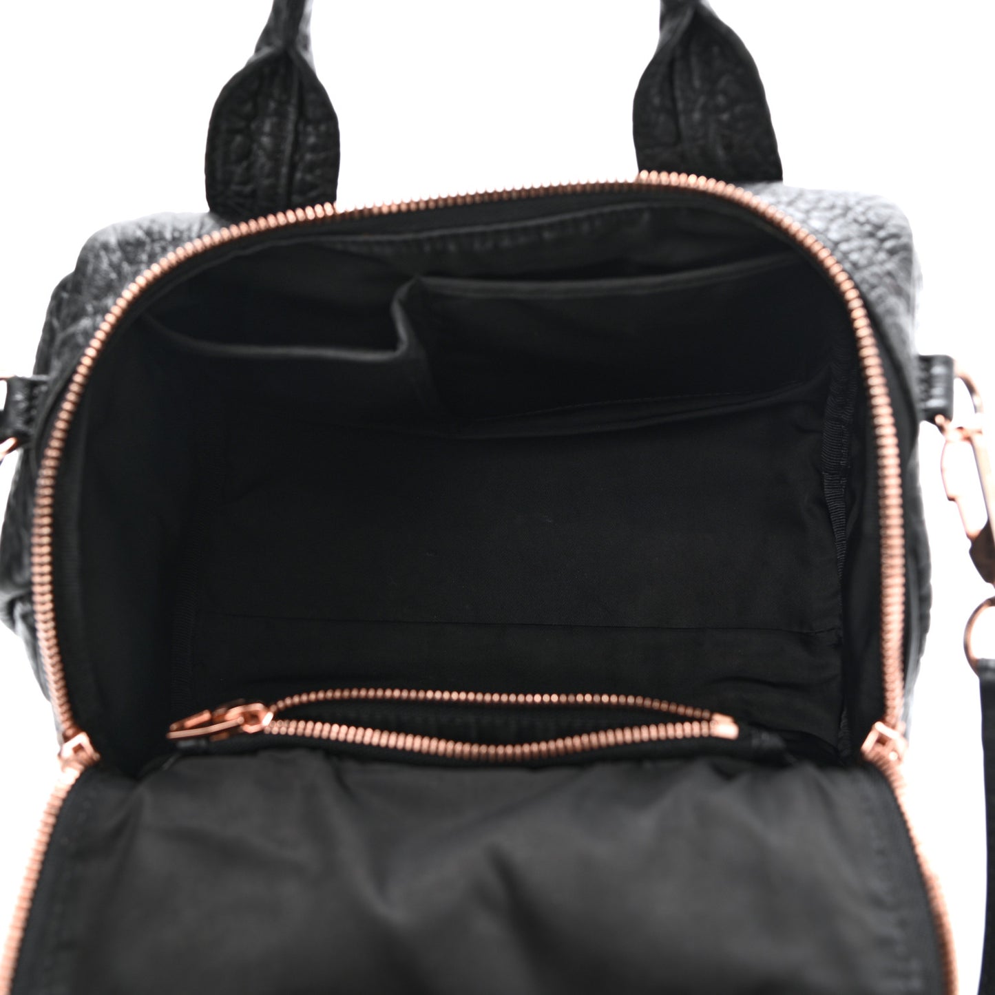 Pebbled Lambskin Mini Rockie Black Rose Gold Hardware