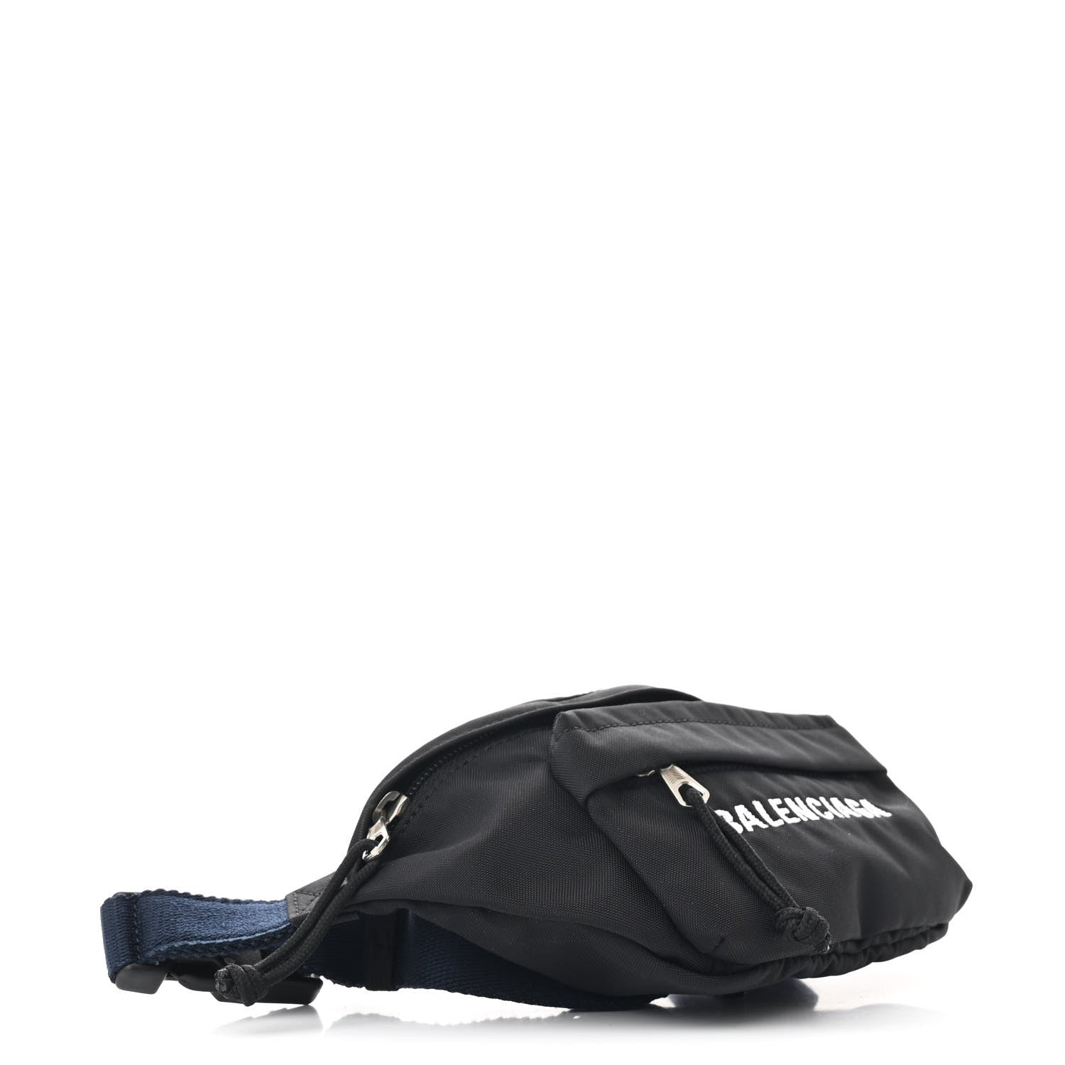 Balenciaga Sport Nylon Logo Embroidered Wheel Belt Bag Black White 4 of 9