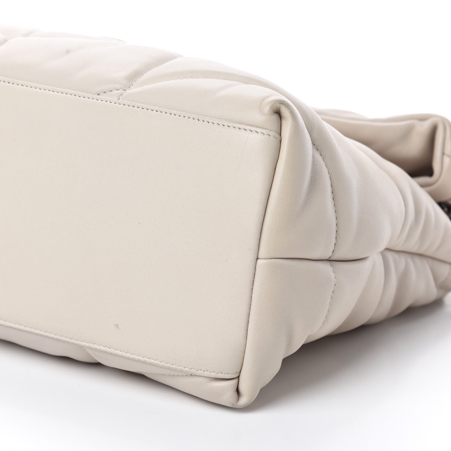 Saint Laurent Lambskin Quilted Medium Loulou Puffer Monogram Chain Satchel Crema Soft 7 of 15