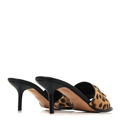 Valentino Garavani Calf Hair Leopard Print VLogo 65mm Slide Sandals 38 Black 4 of 9