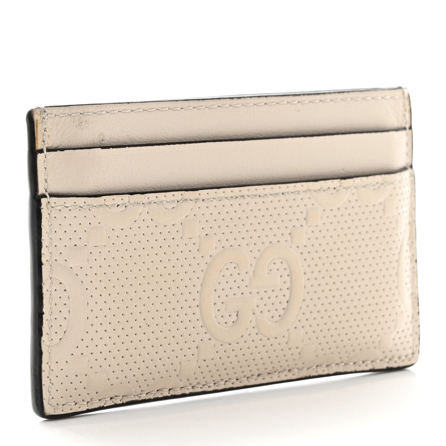 Gucci Calfskin GG Tennis Embossed Card Holder Mystic White 3 of 6