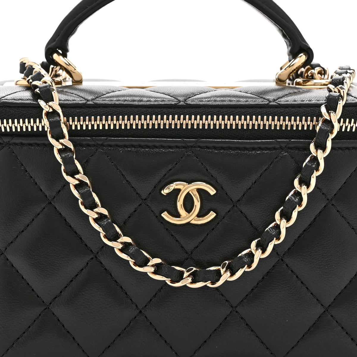 Chanel Lambskin Quilted Trendy Small Top Handle Vanity Case With Chain Black 9 of 12