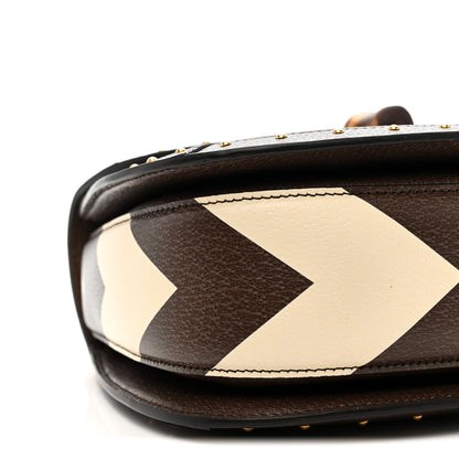 Gucci GG Supreme Monogram Studded Calfskin 100 Centennial Geometric Medium Bamboo 1947 Top Handle Bag Beige Ebony Multicolor 10 of 11