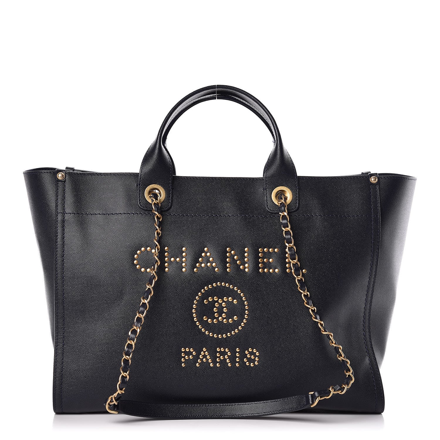 Chanel Caviar Medium Studded Deauville Tote Navy 1 of 11
