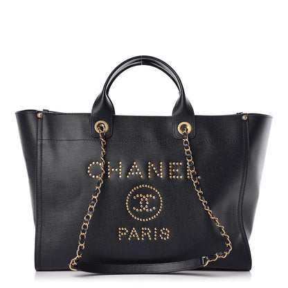 Chanel Caviar Medium Studded Deauville Tote Navy 1 of 11