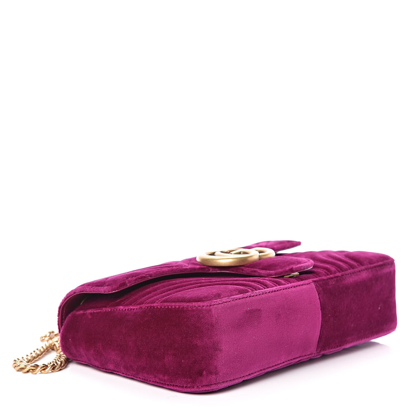 Velvet Matelasse Medium GG Marmont Shoulder Bag Fuchsia Violet Cyclamen