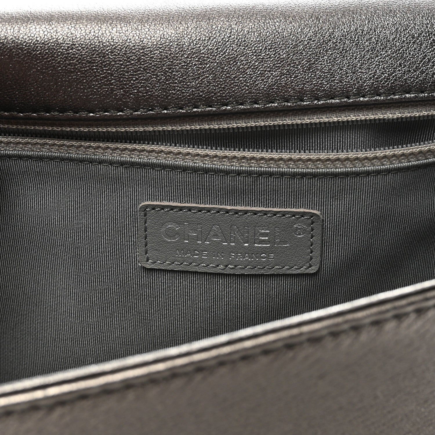 Chanel Metallic Lambskin Perforated New Medium Boy Flap Dark Silver 6 of 10