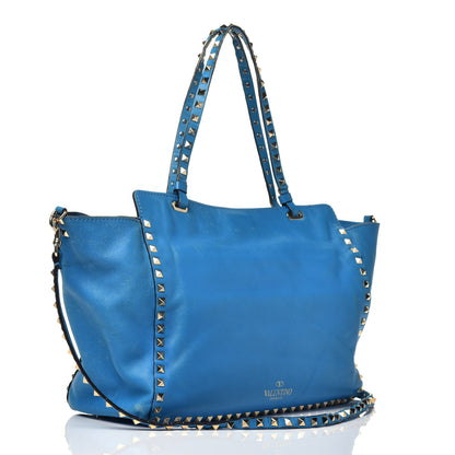 Valentino Garavani Vitello Medium Rockstud Tote Blue Fluo 4 of 10