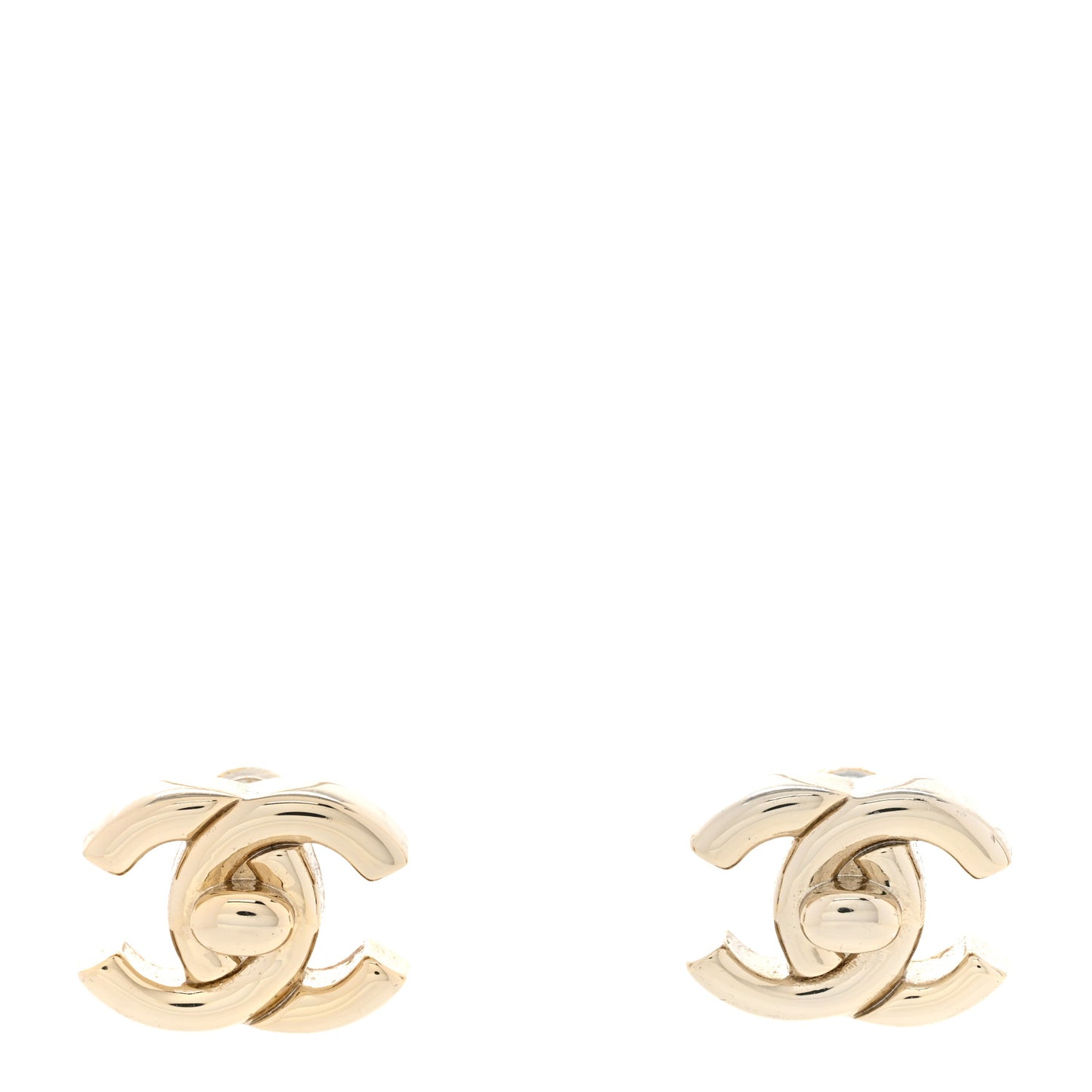 Metal CC Turnlock Earrings Gold