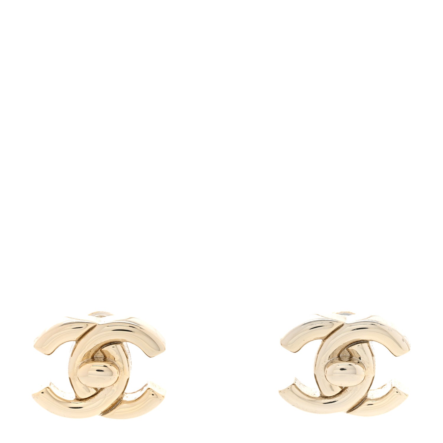 Chanel Metal CC Turnlock Earrings Gold 1 of 5