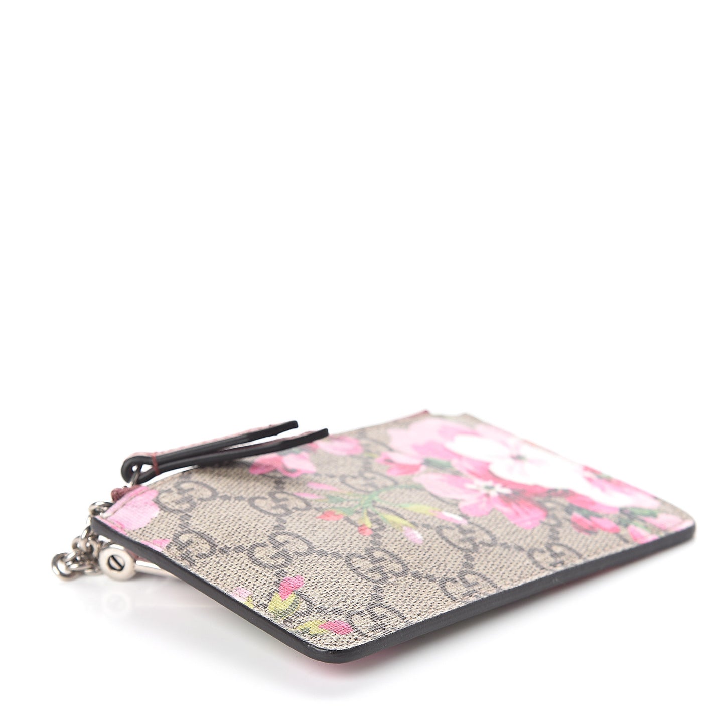GG Supreme Monogram Blooms Key Ring Coin Case Beige Multicolor Dry Rose