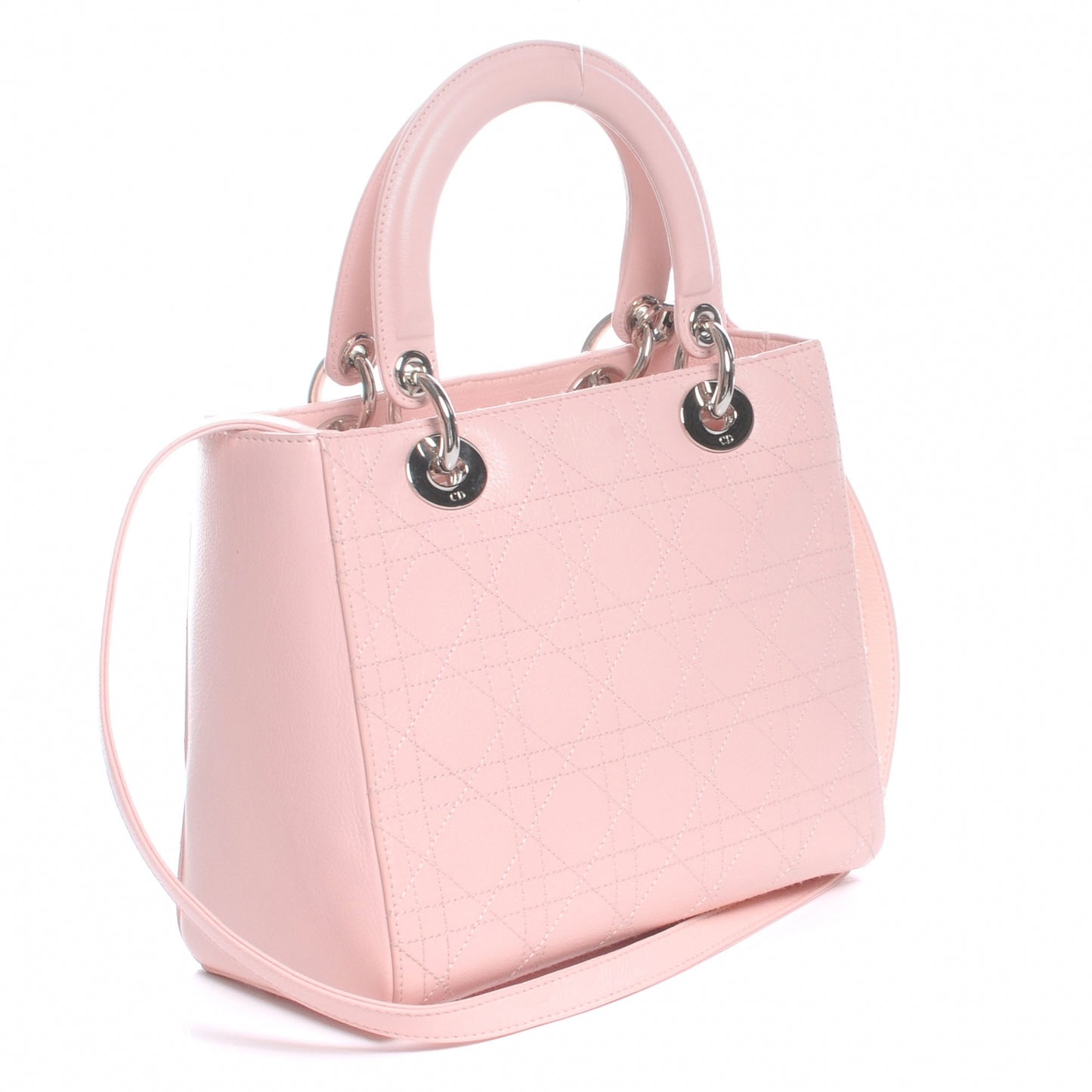 Leather Stitched Cannage Medium Lady Dior Pink