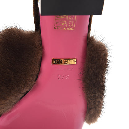Gucci Mink Velvet GG Monogram Candy Mules 37.5 Scan Brown Brown 6 of 9