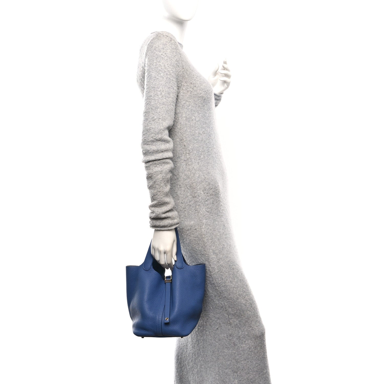 Hermes Taurillon Clemence Picotin Lock 22 MM Bleu Brighton 1842361