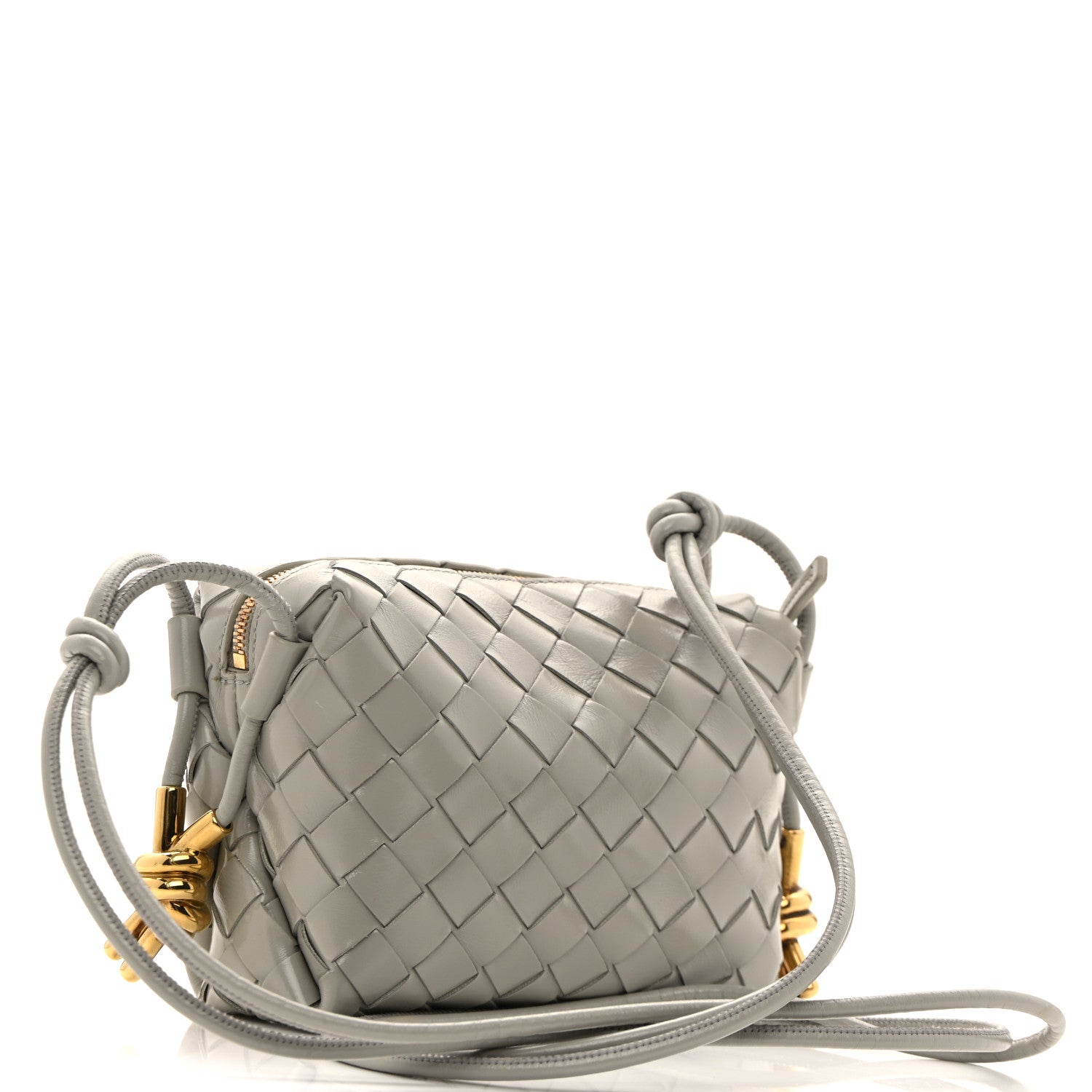 Bottega Veneta Polished Nappa Intrecciato Metallic Knot Mini Loop Camera Bag Sterling 3 of 9