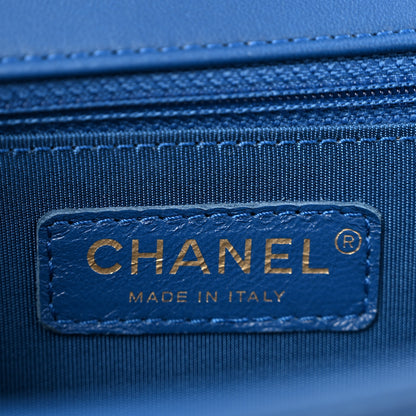 Chanel Lambskin Chevron Quilted New Medium Boy Flap Blue 6 of 15