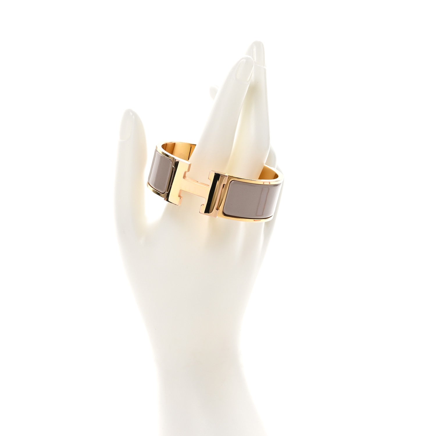 Hermes Enamel Wide Clic Clac H Bracelet GM Beige Rose 2 of 6