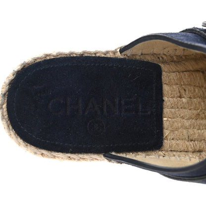 Chanel Suede Calfskin CC Turn Lock Clog 39 Navy 7 of 9