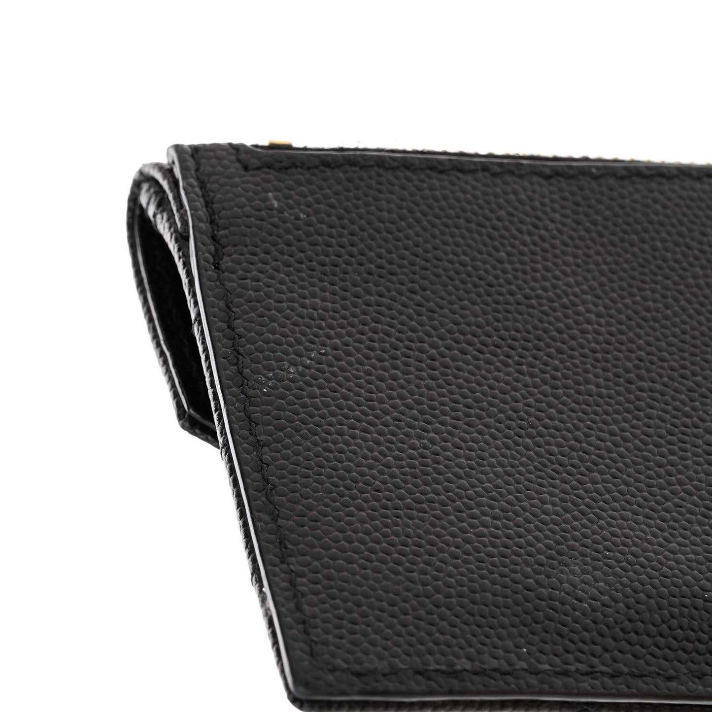 Grain De Poudre Matelasse Chevron Monogram Compact Wallet Black
