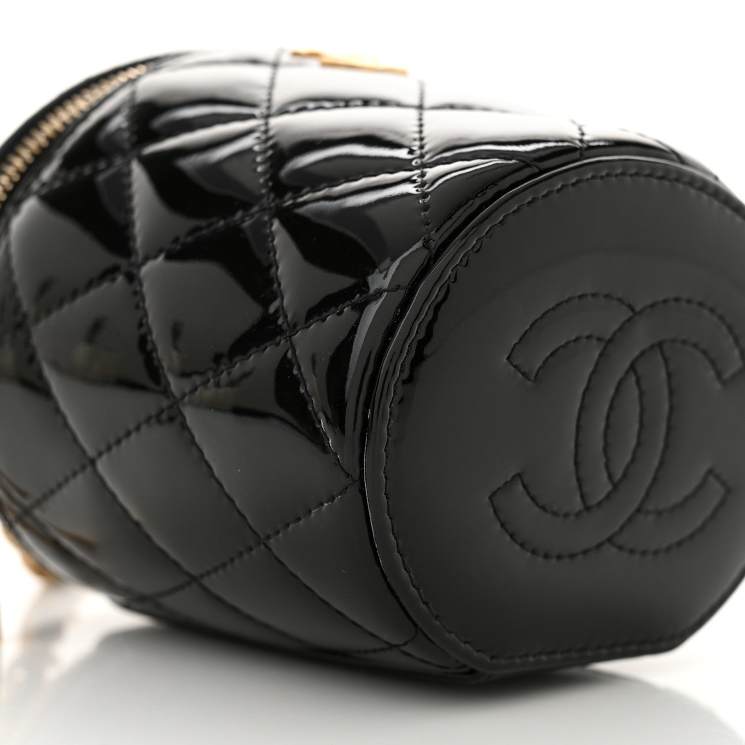 Chanel Patent Quilted Afternoon Tea Top Handle Vanity Case With Chain Black 9 of 11