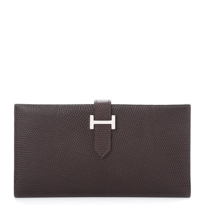 Hermes Lizard Bearn Gusset Wallet Havane 1 of 9