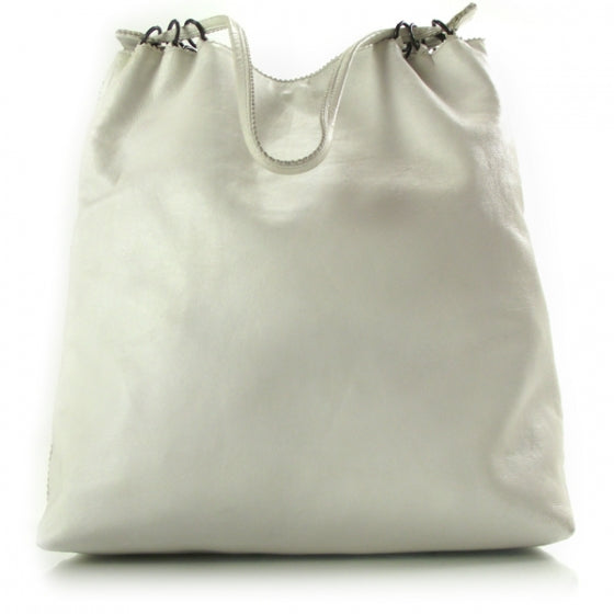 Leather Maxi Tote White