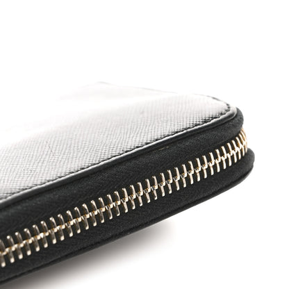Prada Saffiano Metal Zip Around Wallet Black 12 of 13