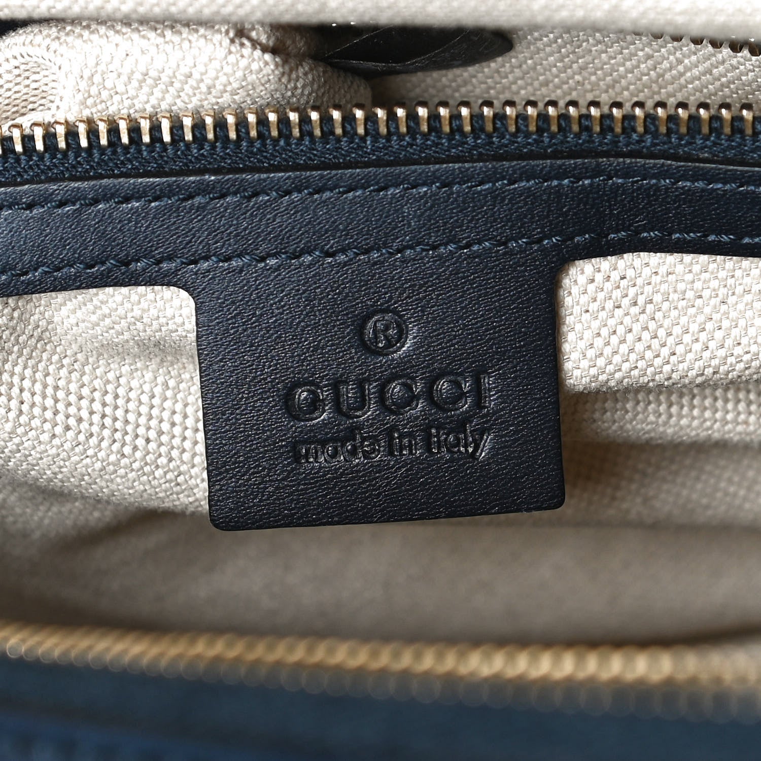 Gucci Monogram Selleria Calfskin Vintage Web Medium Boston Beige Blue 6 of 12
