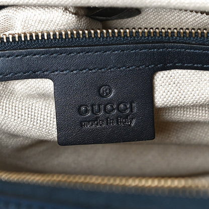 Gucci Monogram Selleria Calfskin Vintage Web Medium Boston Beige Blue 6 of 12