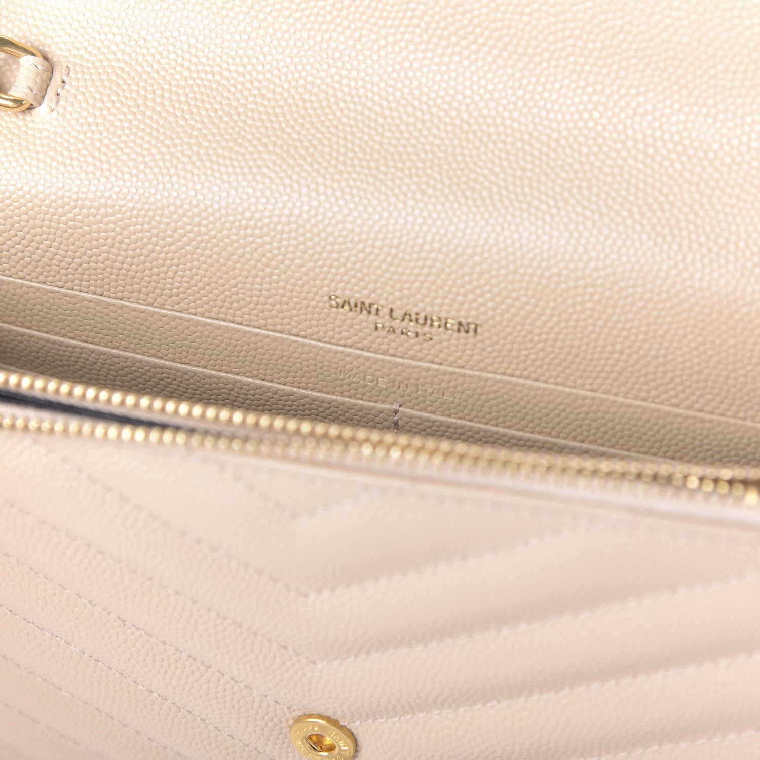 Saint Laurent Grain De Poudre Matelasse Chevron Monogram Envelope Chain Wallet Nude Powder 9 of 10