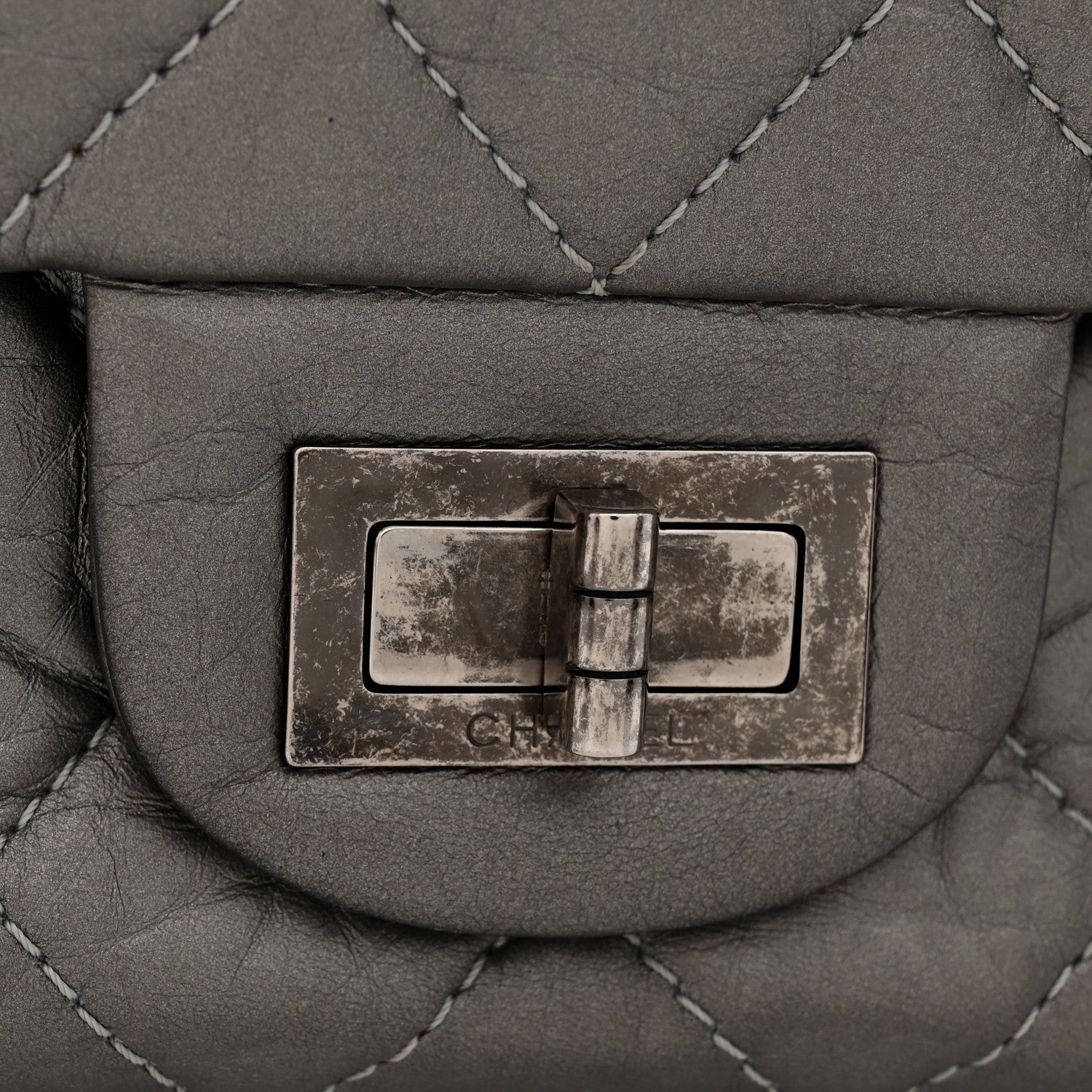 Chanel Metallic Aged Calfskin Quilted 2.55 Reissue 227 Flap Dark Silver 11 of 11