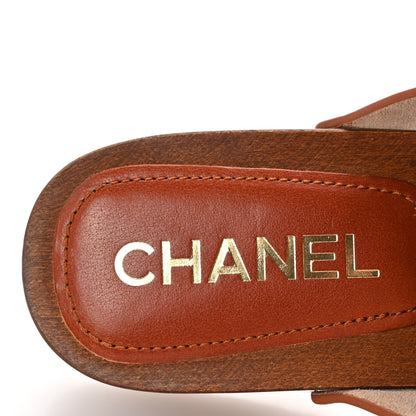 Chanel Calfskin Camellia Clogs 39 Dark Orange 8 of 11