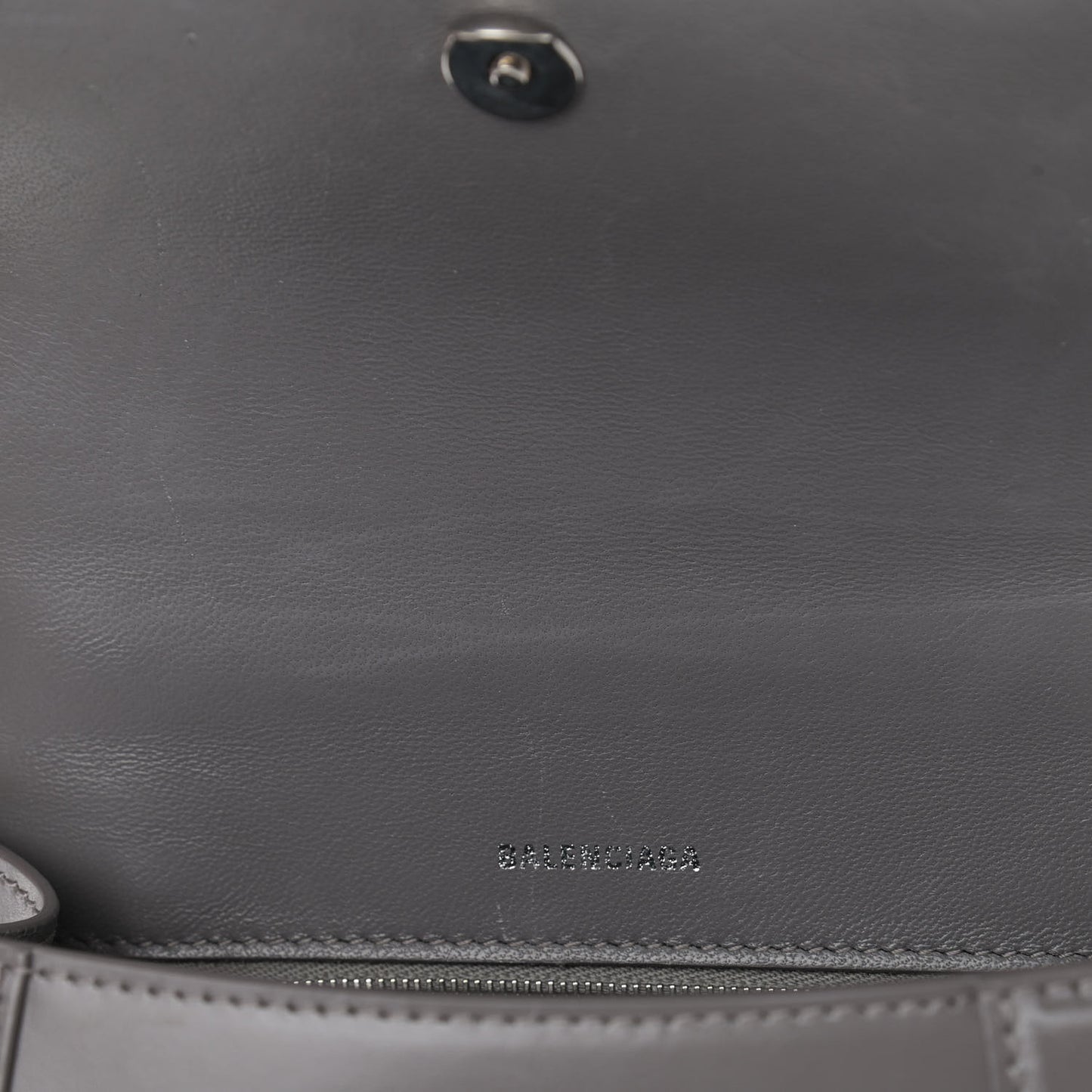 Shiny Box Calfskin Small Hourglass Top Handle Bag Dark Grey