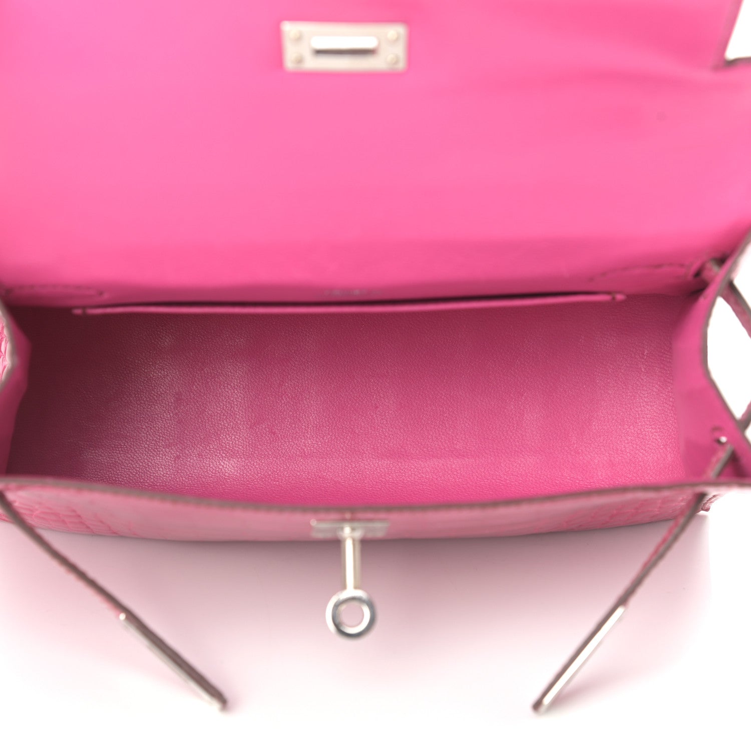 Hermes Shiny Alligator Kelly Pochette Fuchsia 13 of 26