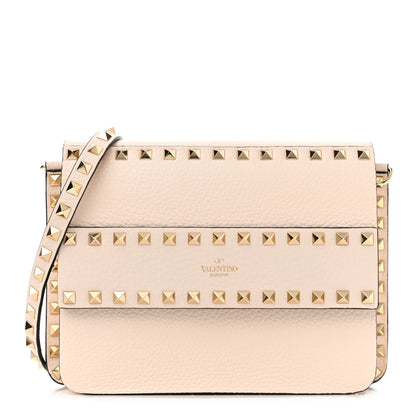 Valentino Garavani Grained Calfskin Small Rockstud Flap Crossbody Bag Light Ivory 1 of 9