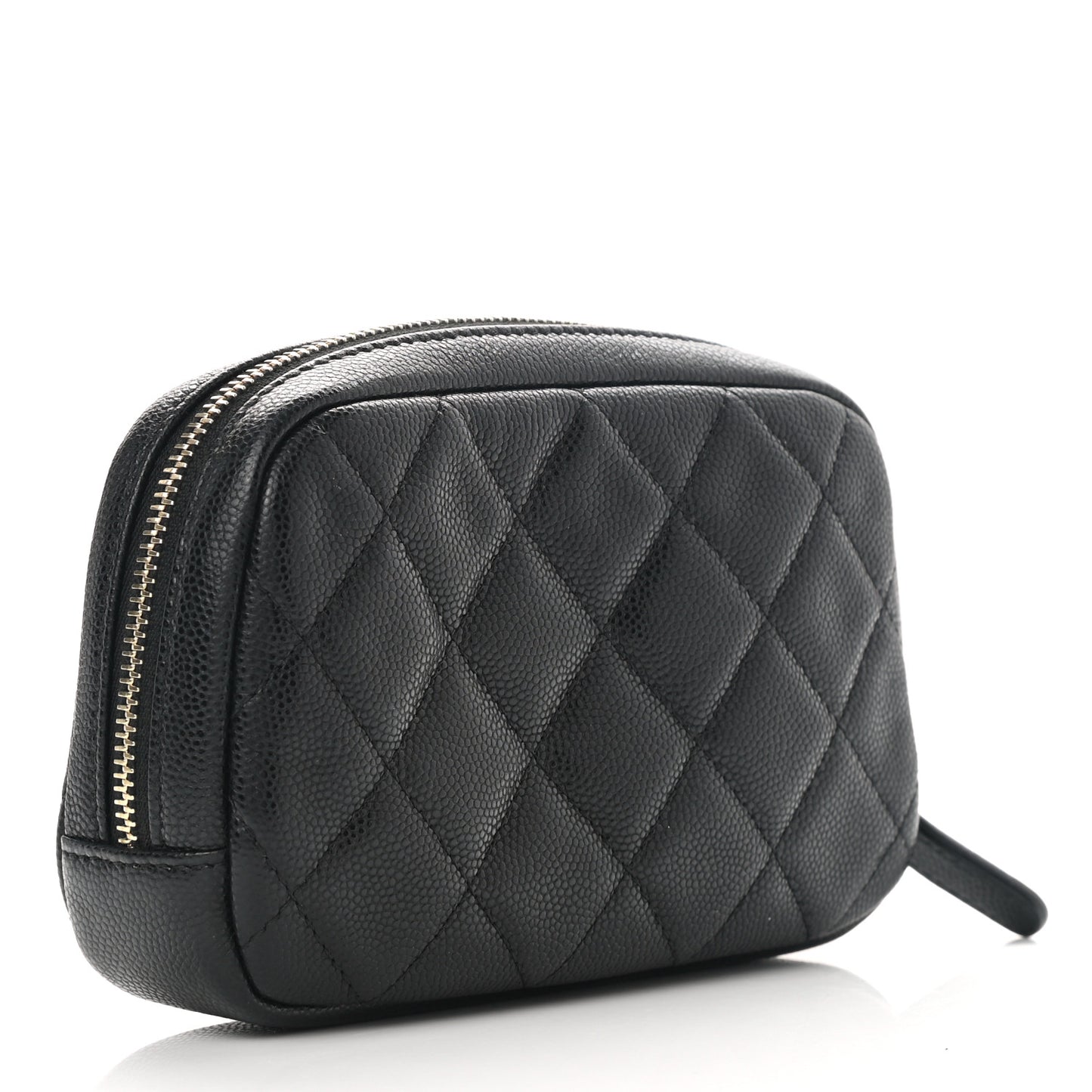 Caviar Quilted Small Curvy Pouch Cosmetic Case Black