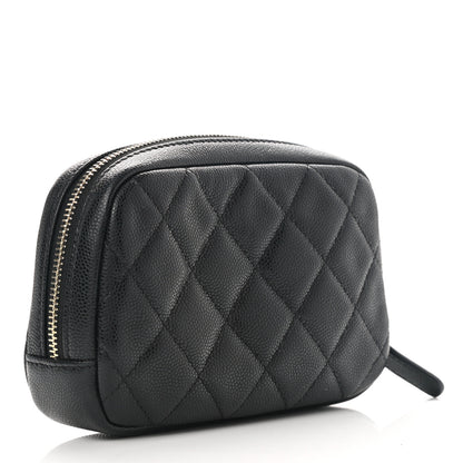 Chanel Caviar Quilted Small Curvy Pouch Cosmetic Case Black 3 of 7