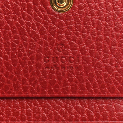 Gucci Pebbled Calfskin GG Marmont Card Case Hibiscus Red 6 of 8