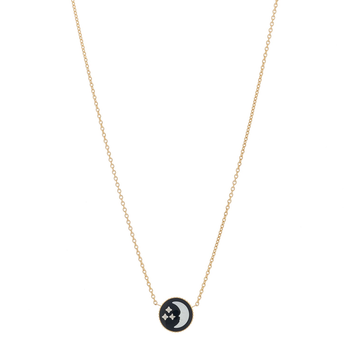 Christian Dior 18K Yellow Gold Diamond Black Onyx Mother of Pearl Rose Celeste Pendant Necklace 3 of 7